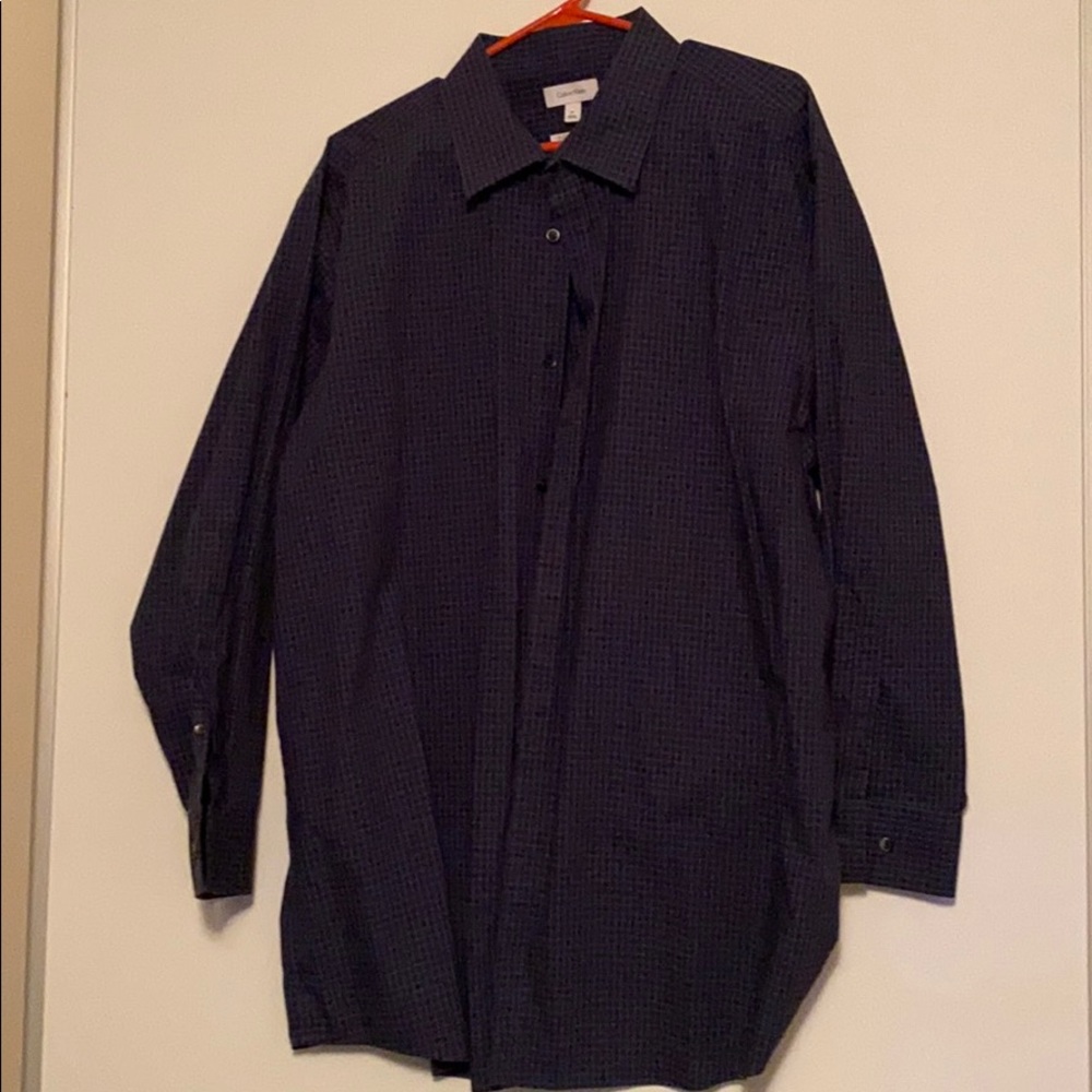 Calvin Klein LS Button Up XXL Blue/Black EUC